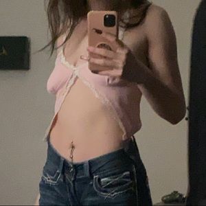 Pink laced opened cami